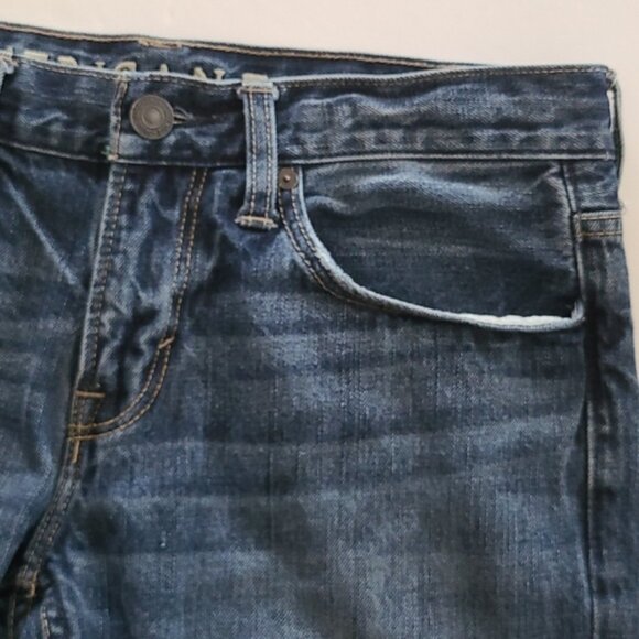 American Eagle Men's Slim Jeans Dark Blue Denim Fade 100% Cotton Size 30 X 34 - Picture 4 of 14